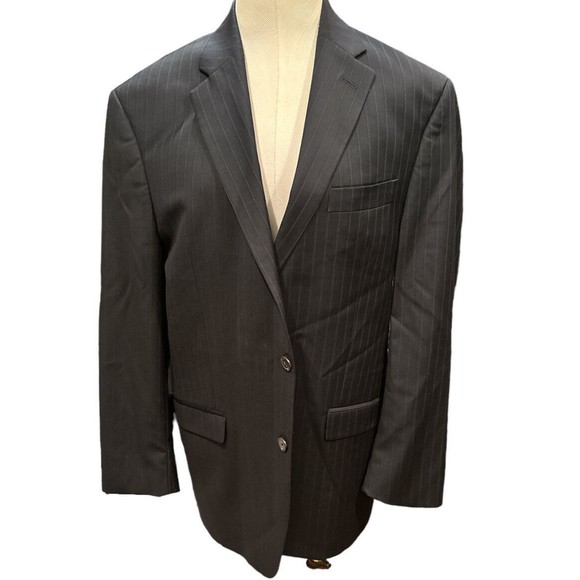 Lauren Ralph Lauren Charcoal Gray Striped 100% Wool Sport Coat/Suit Jacket 42R - Picture 6 of 6